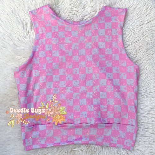 10/12Y Checkered Racerback Tank