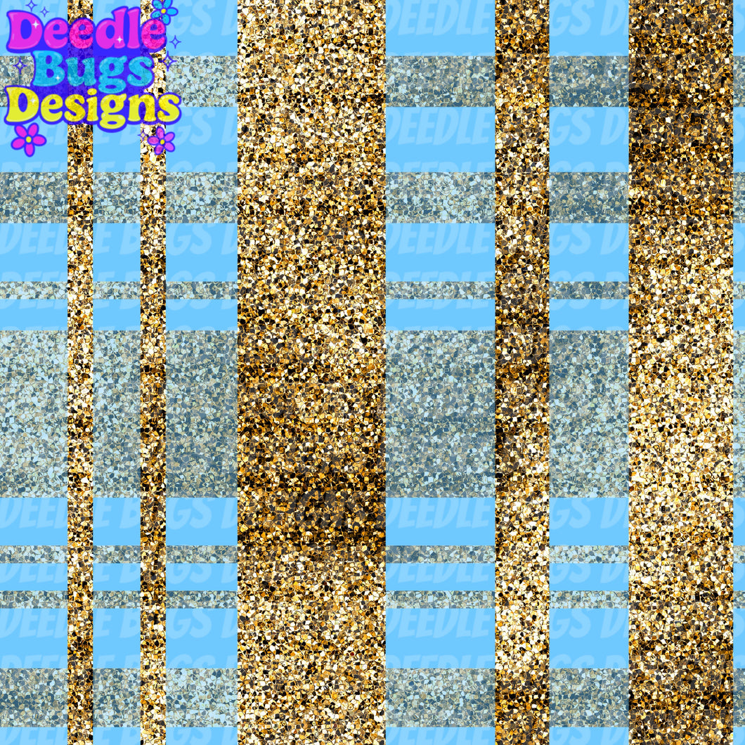 Light Blue & Gold Plaid