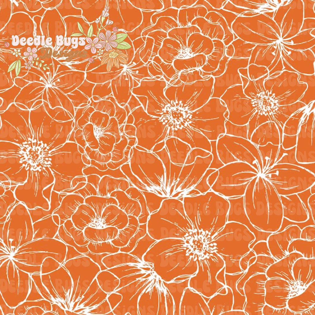 Sketchy Floral Orange