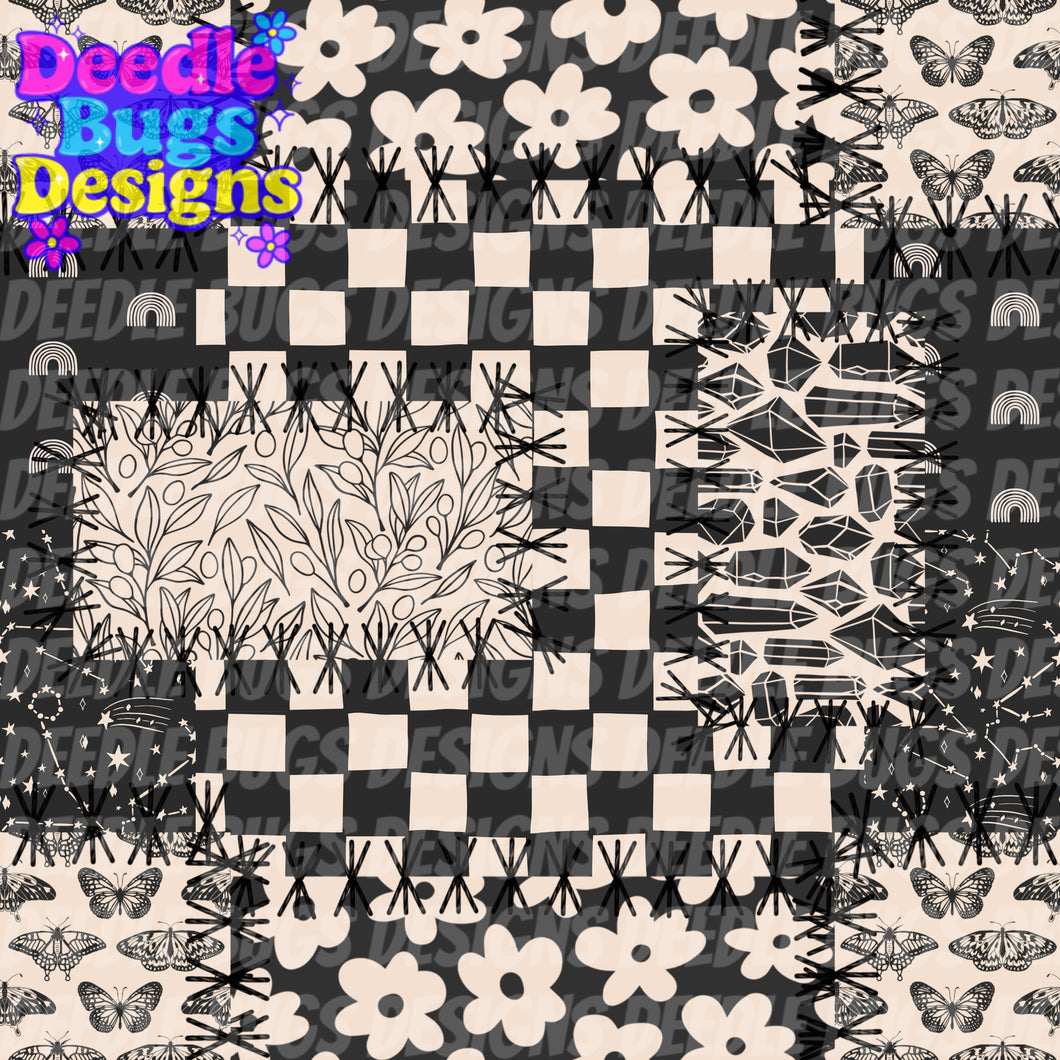Monochrome Floral Patchwork